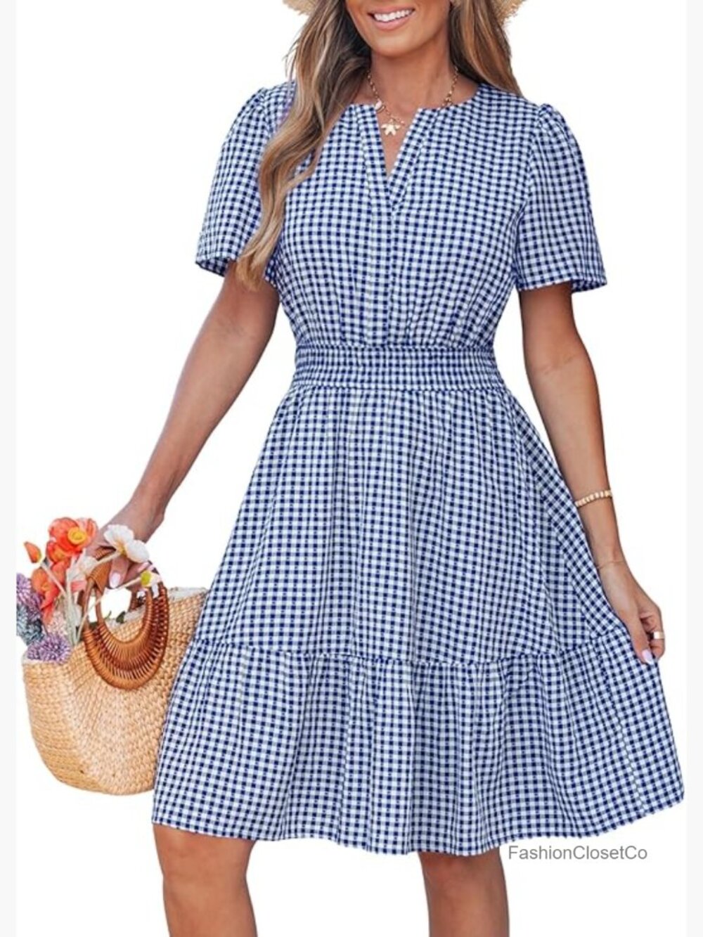 Women's Short Sleeve V-Neck A-Line Mini Dress for Casual Summer Beach Vacation
